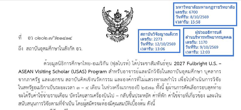 ขอเชิญนักศึกษา คณาจารย์ นักวิจัย สมัครชิงทุนมูลนิธิการศึกษาไทย – อเมริกัน ปี พ.ศ.๒๕๗๑